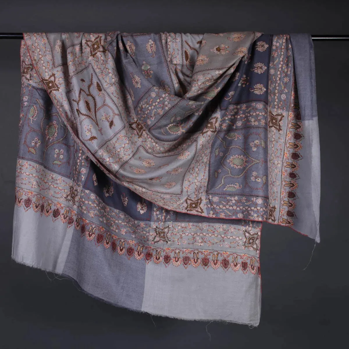 Multi Shade Sozni Embroidered Pashmina Shawl