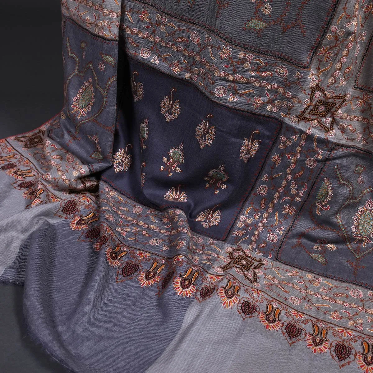 Multi Shade Sozni Embroidered Pashmina Shawl