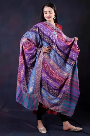 Multicolour  Sozni Embroidered Handwoven  Pashmina Shawl