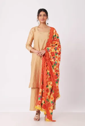 narangi-allover-embriodred-phoolkari-dupatta