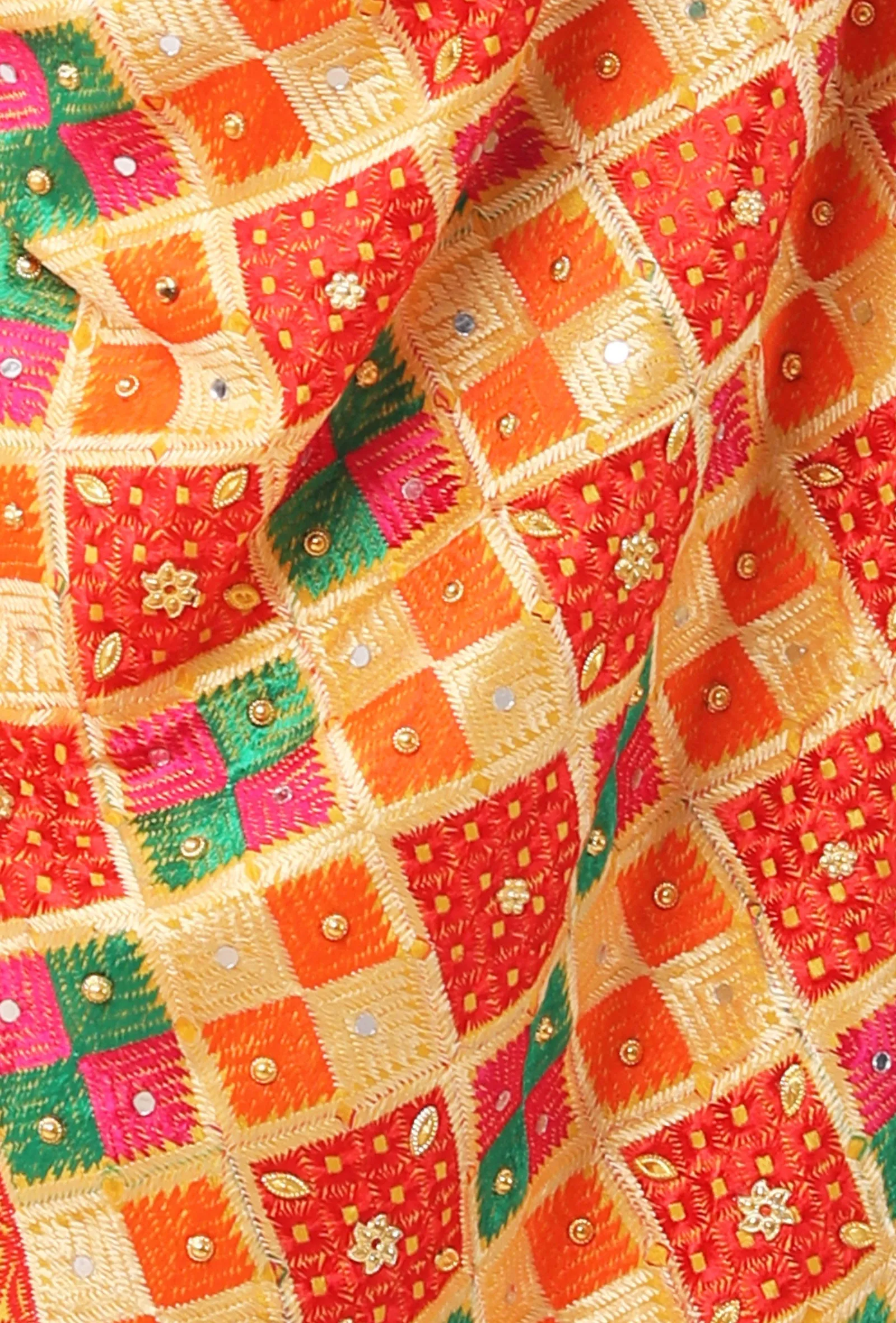 narangi-allover-embriodred-phoolkari-dupatta
