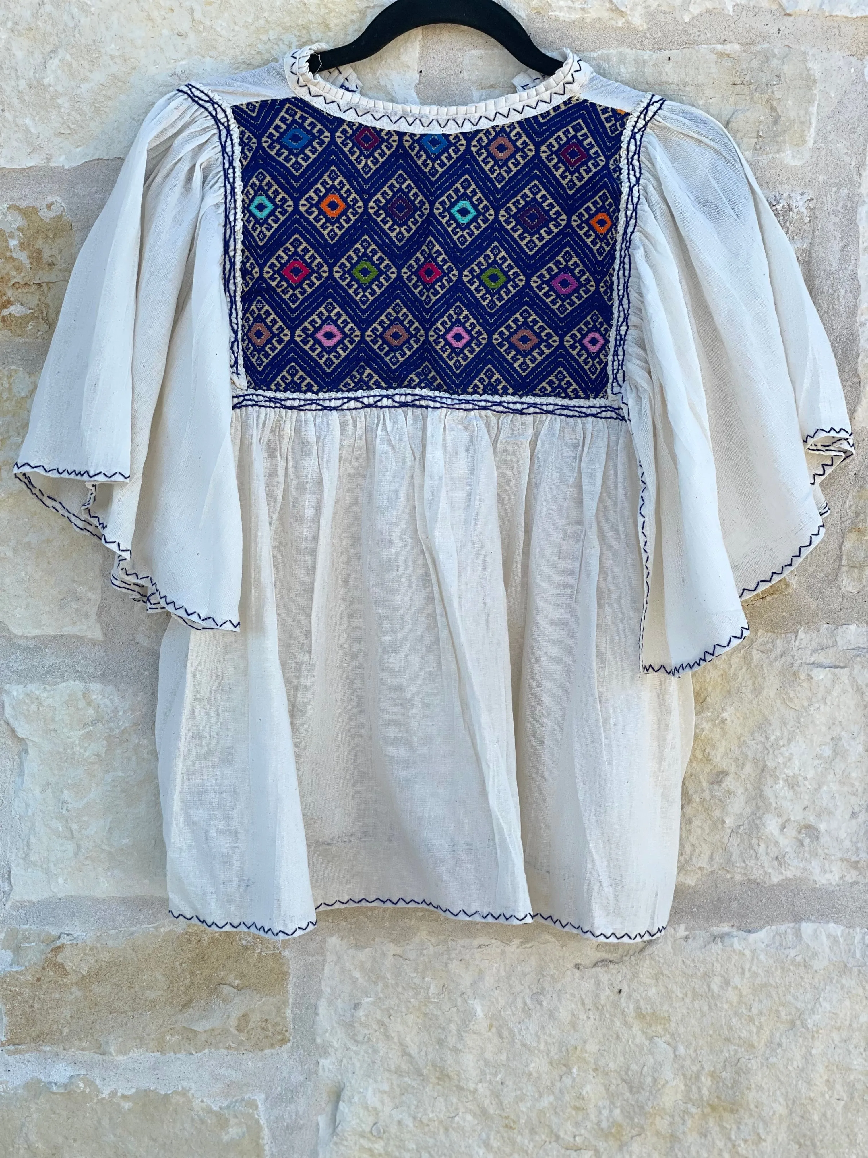 Navy Blue and Cream San Andrés con Manga Archa Blouse S