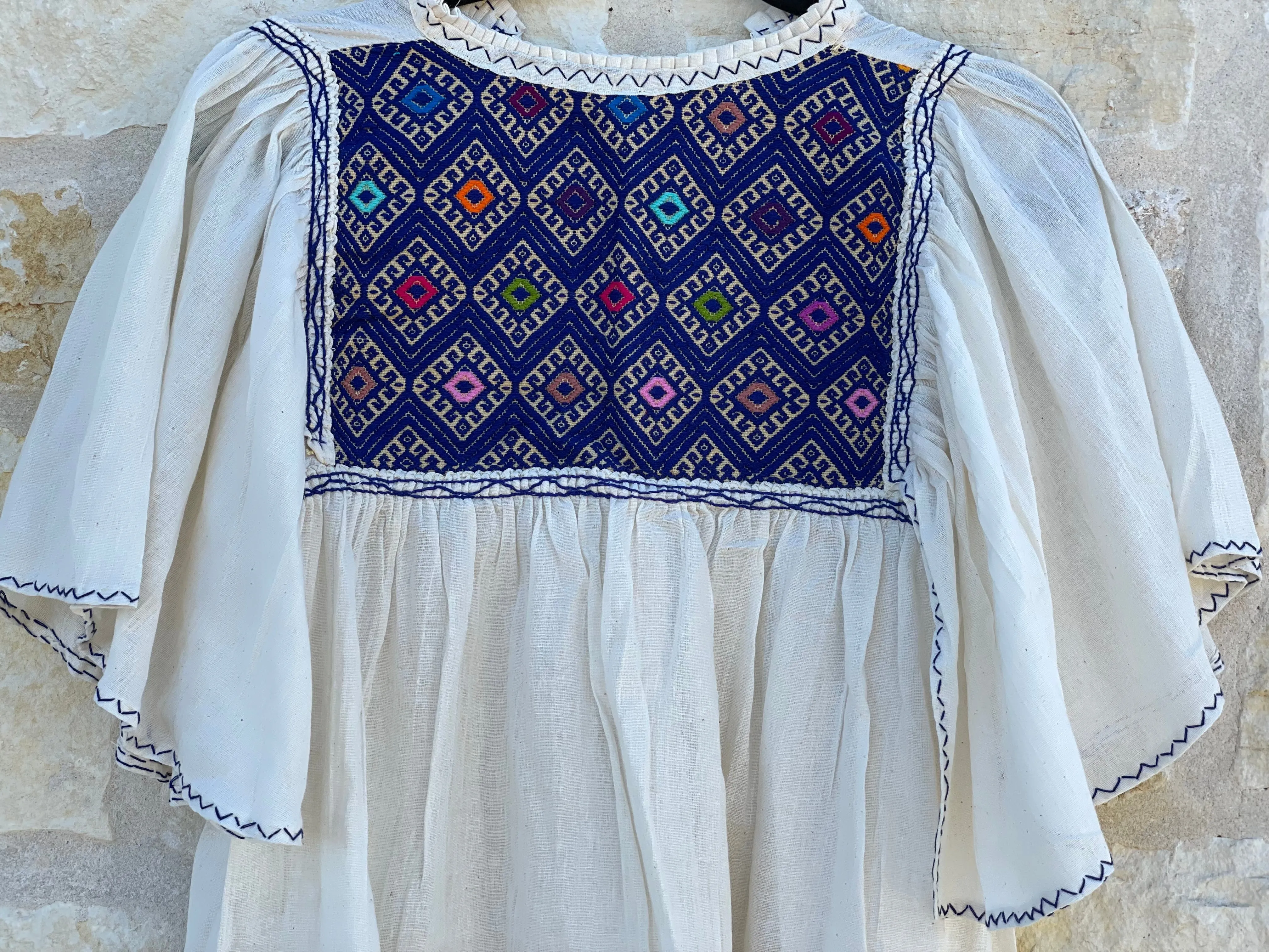 Navy Blue and Cream San Andrés con Manga Archa Blouse S