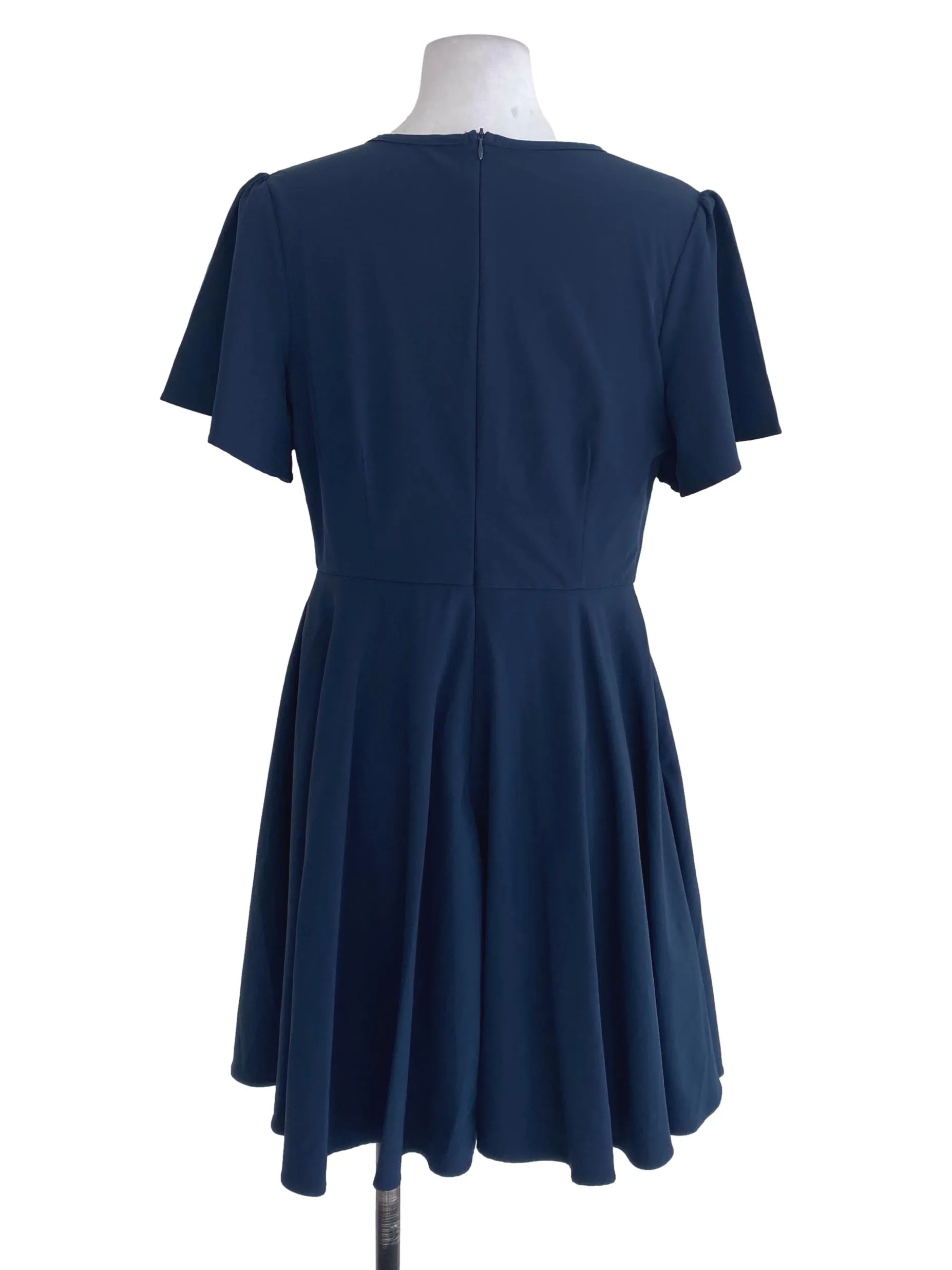 Navy Blue Half Embroidered Dress
