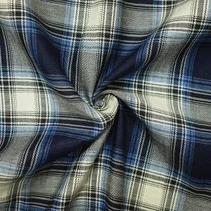Navy-Ivory-Multi Famous Maker Cotton Twill Shirting Woven Fabric