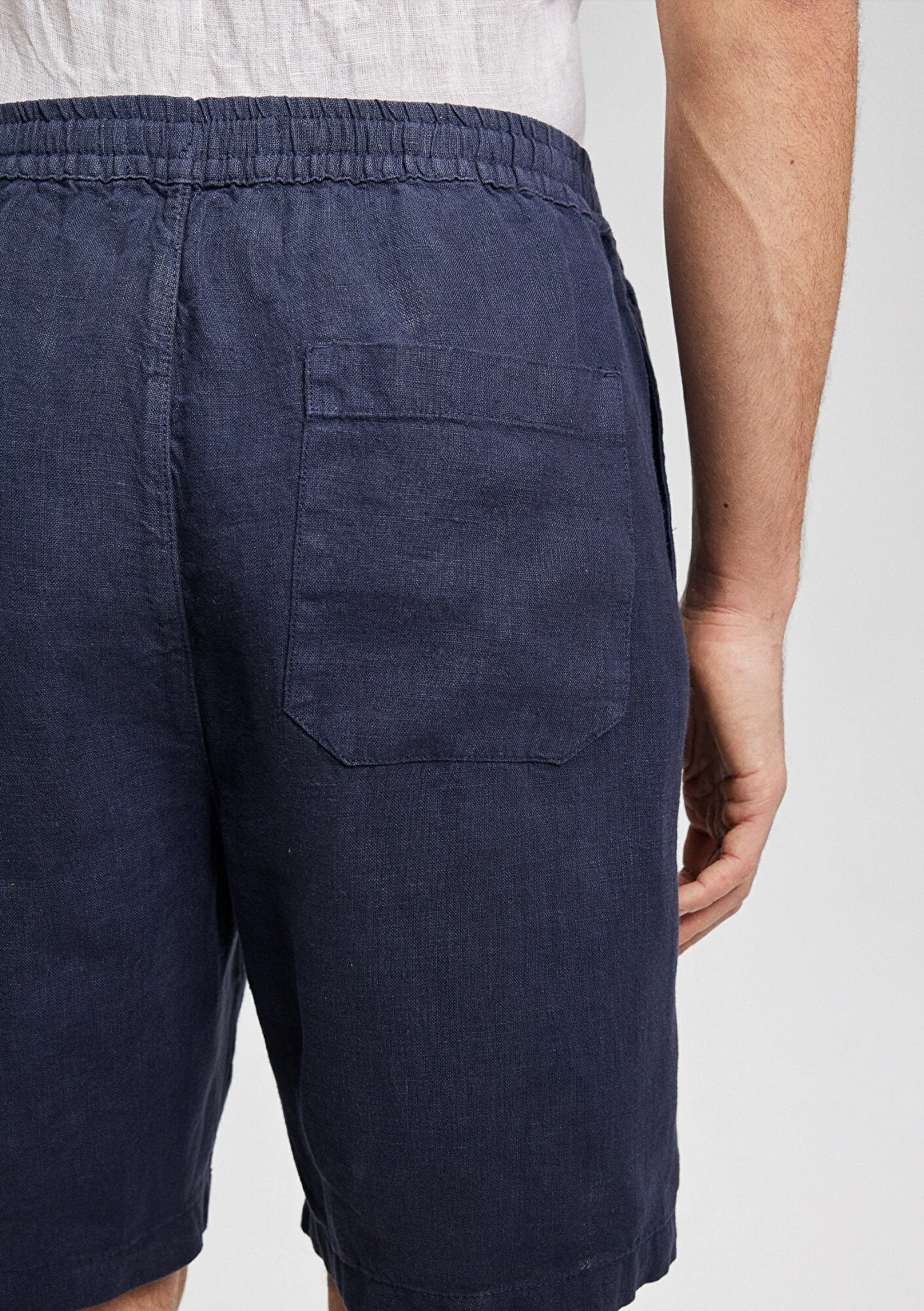 Navy Linen Shorts