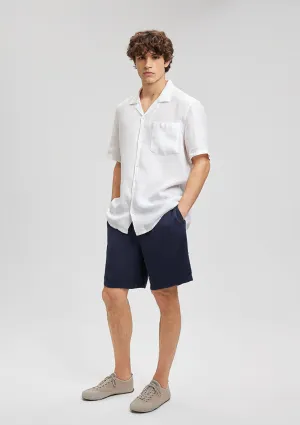 Navy Linen Shorts