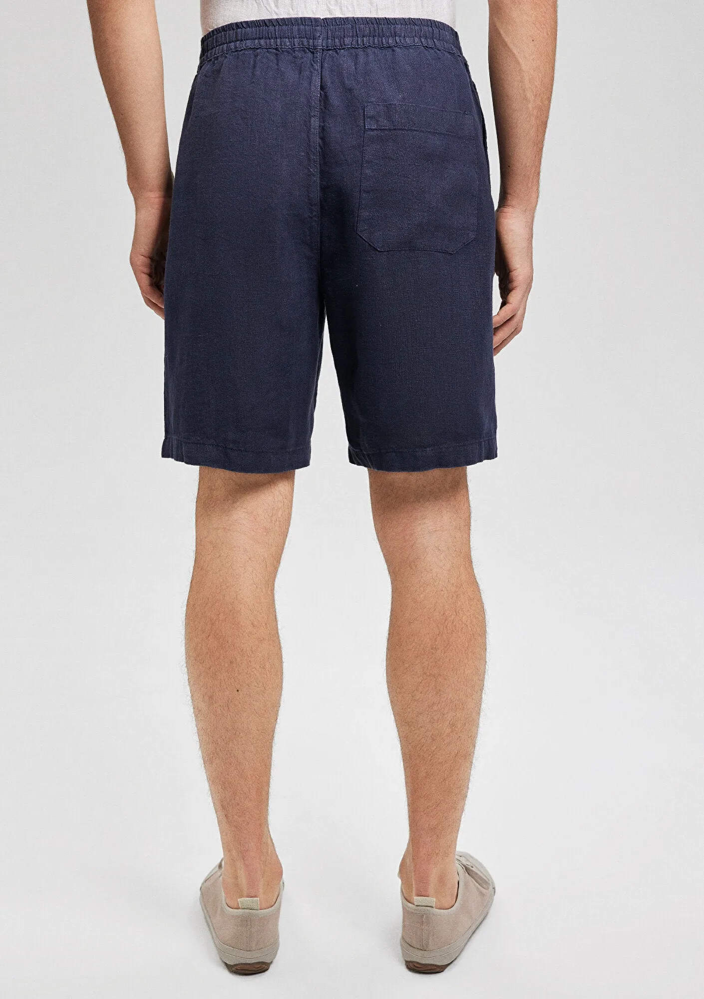 Navy Linen Shorts