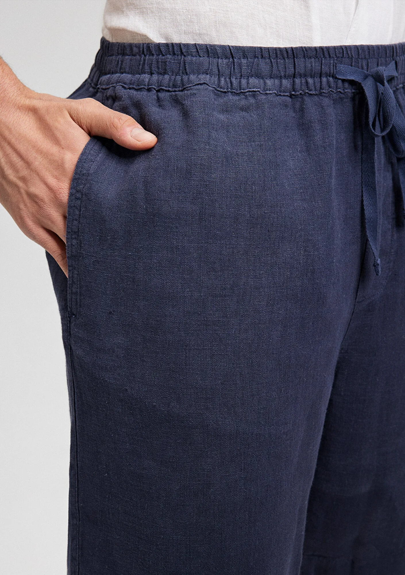 Navy Linen Shorts