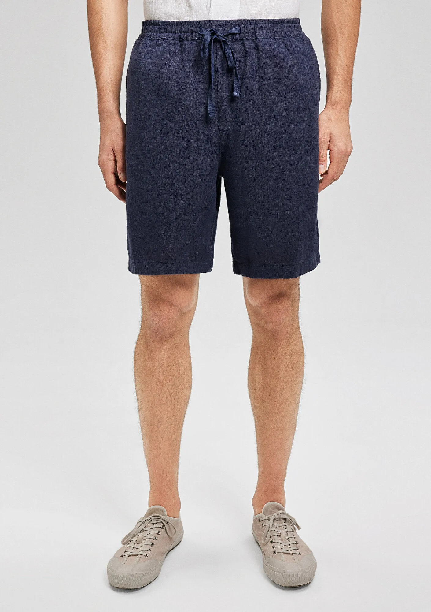 Navy Linen Shorts
