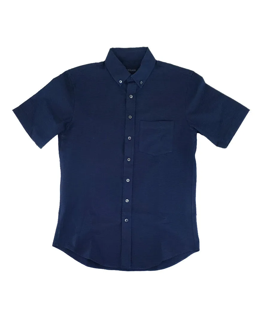 Navy Seersucker S/S Shirt