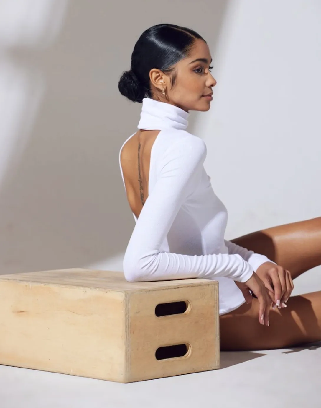 NELLI STRETCH-MODAL JERSEY OPEN-BACK BODYSUIT