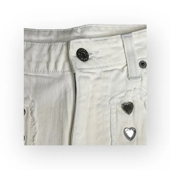 new LF Carmar ❤︎︎ Cut Off Fray Shorts ❤︎︎ Crystal Hearts ❤︎︎ Denim Rinse White
