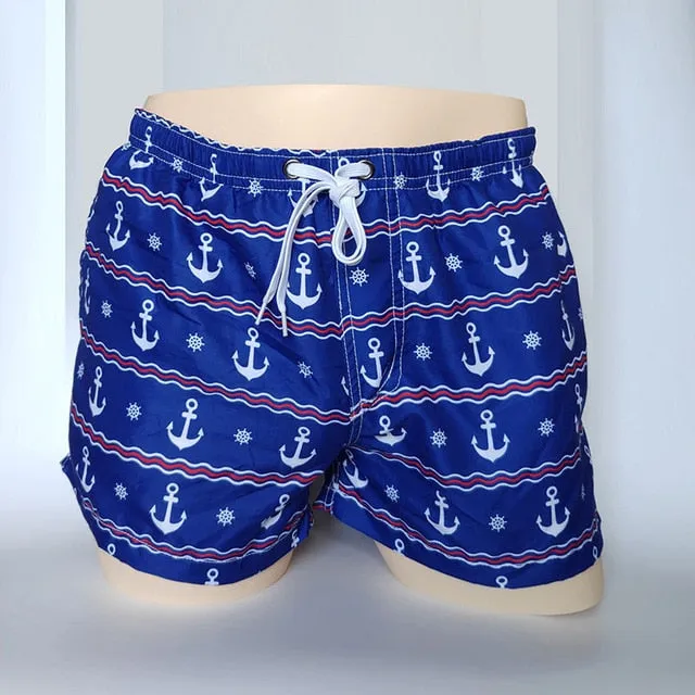 New Men's Board Shorts Printed And Striped Quick Drying Summer Beach Short Pants Fashion