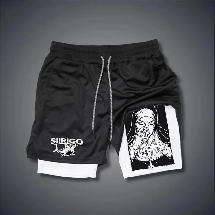 NEW Siirigo Shorts Men running shorts for men, gym shorts men's workout performance shorts, 2 in 1 quick-drying athletic running shorts, Black, Sz M
