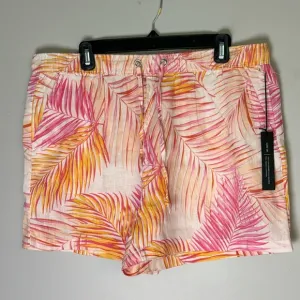 New Tahari XL Linen Yellow Pink Palm Print Shorts
