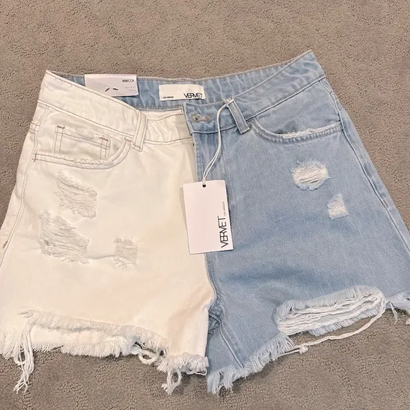 NEW two tone jean shorts