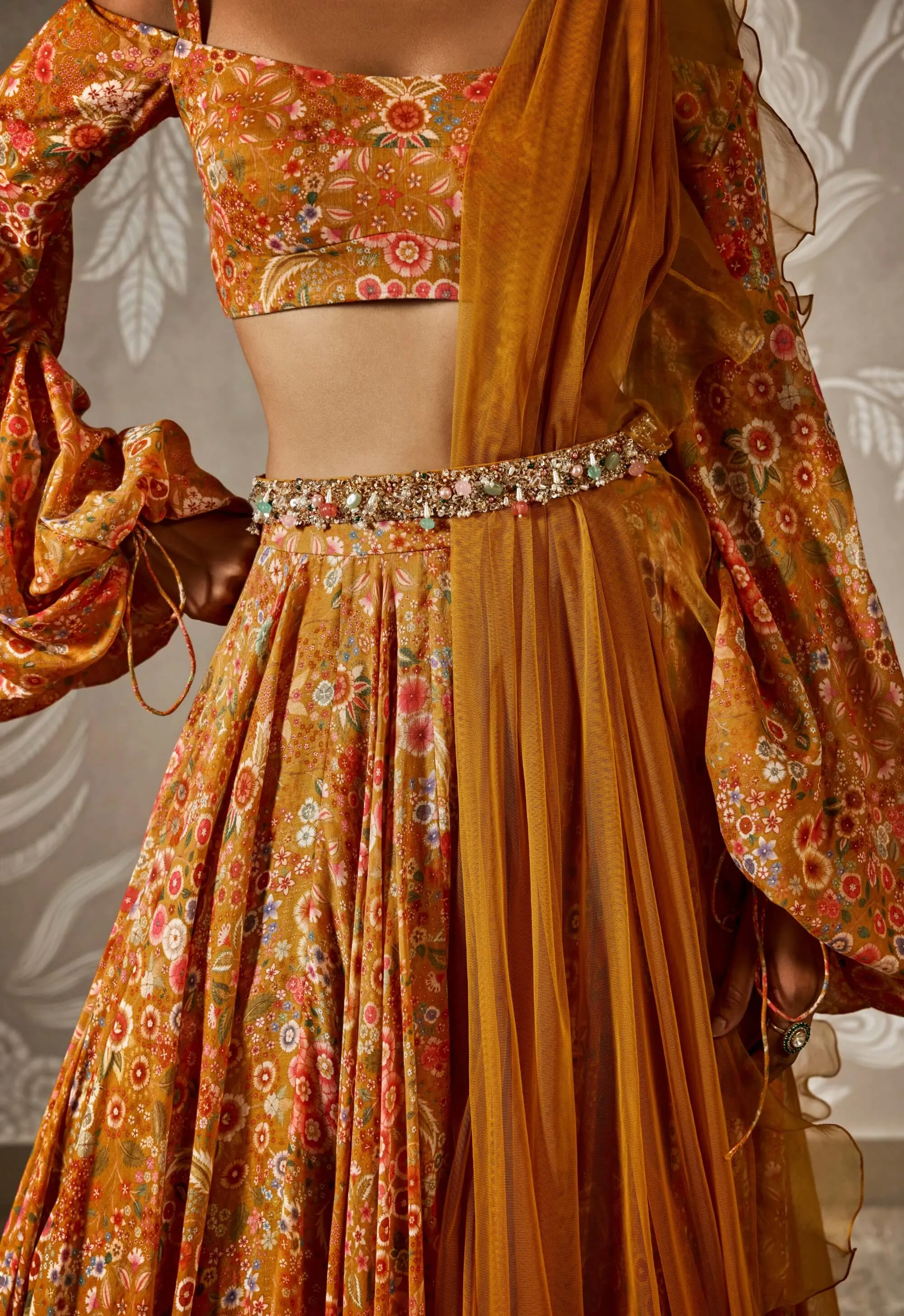 Niharika yellow printed lehenga set