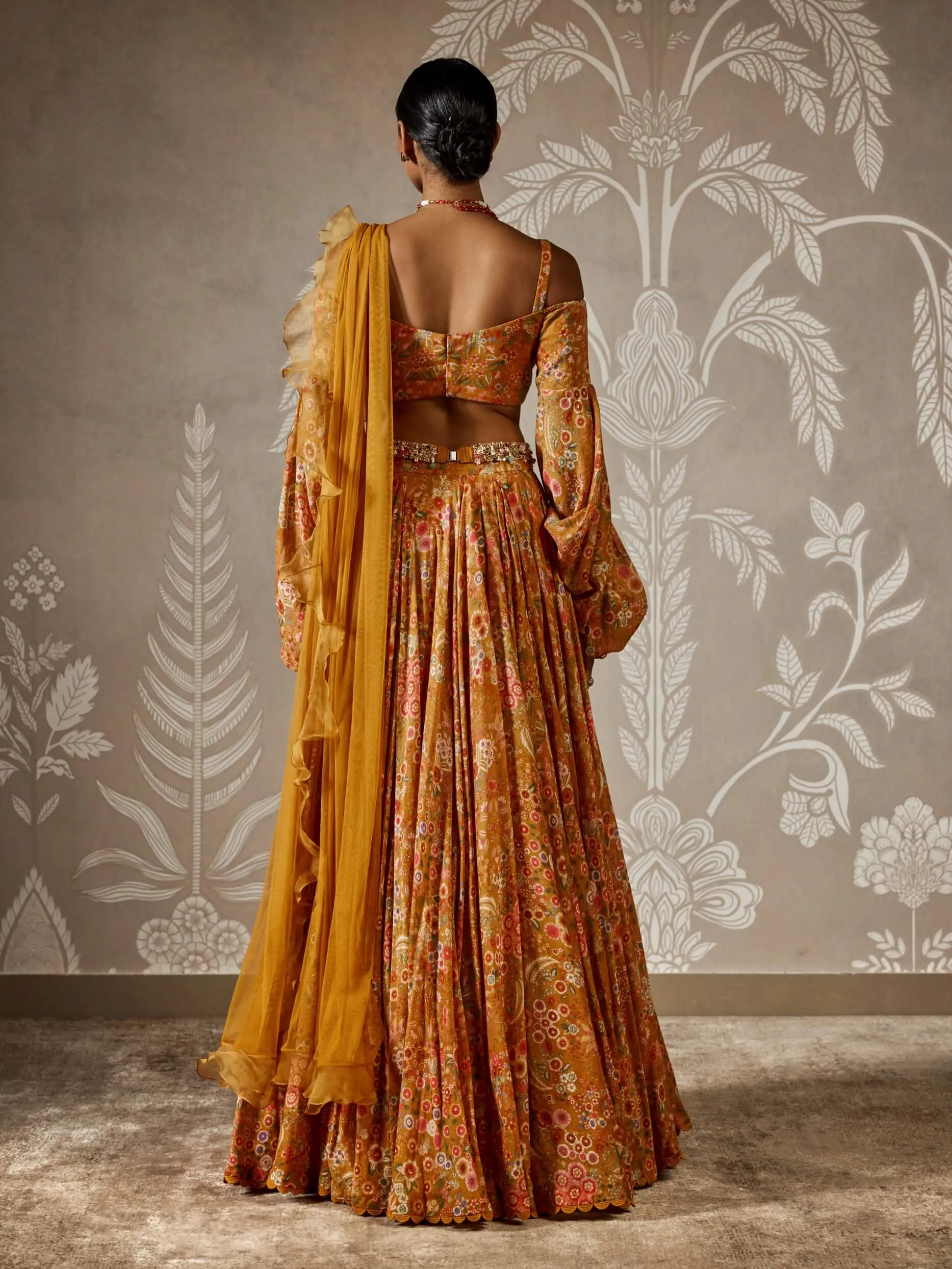 Niharika yellow printed lehenga set