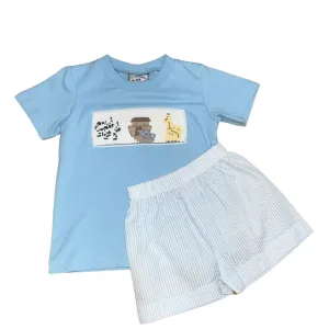 Noah's Ark Smocked Boys Short Set