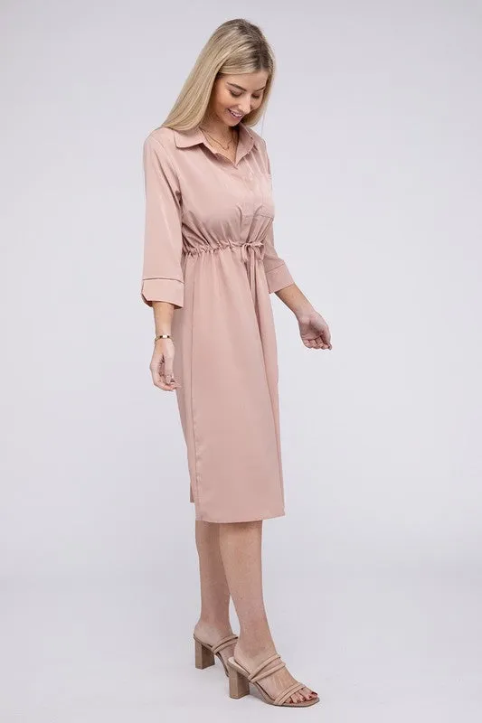 Nuvi Apparel Drawstring Waist Shirt Dress
