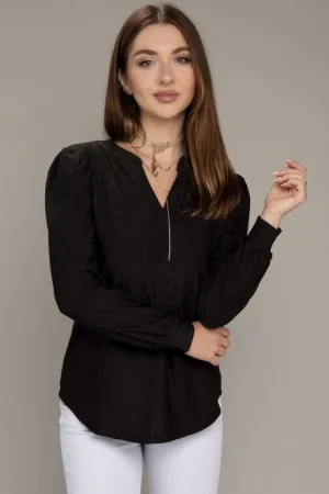 Nuvi Apparel Notched neck jacquard top