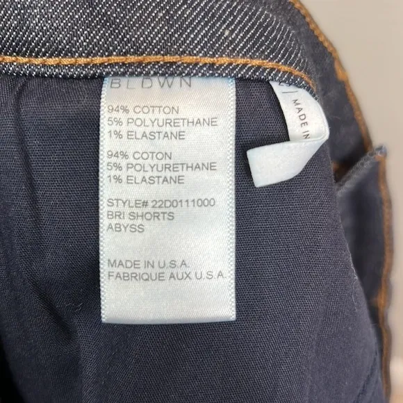 NWOT BLDWN Brie Denim Shorts High Rise Jean Dark Wash 29