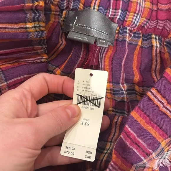 NWT Anthropologie Gauzy Ruffled Plaid pj lounge set XXS