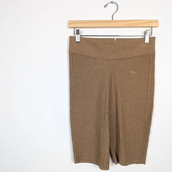 NWT Frame Tan Ribbed Sweater Knit Biker Shorts Size S