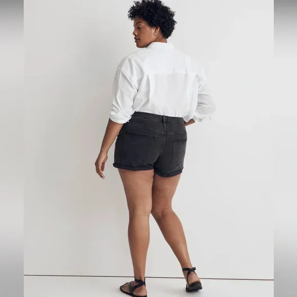NWT MADEWELL High-Rise Denim Shorts in Black Lunar Wash
