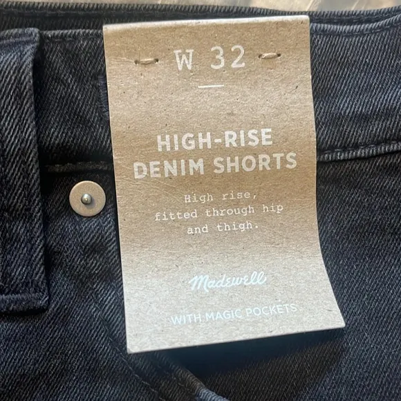 NWT MADEWELL High-Rise Denim Shorts in Black Lunar Wash