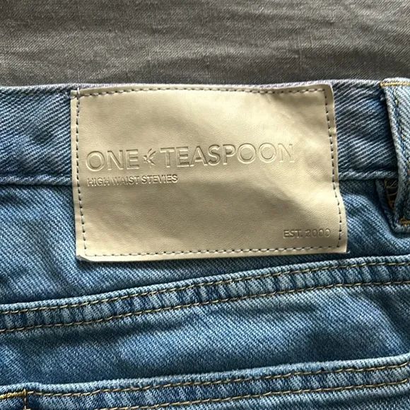 One Teaspoon Stevie High Waisted Distressed Denim Shorts