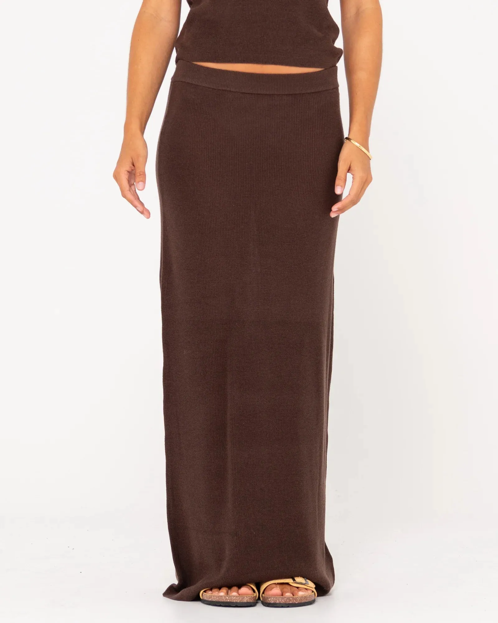 Ophelia Knit Maxi Skirt - Tuscan Brown