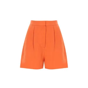 Orange High-Waist Linen Short