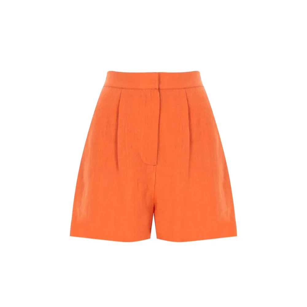 Orange High-Waist Linen Short