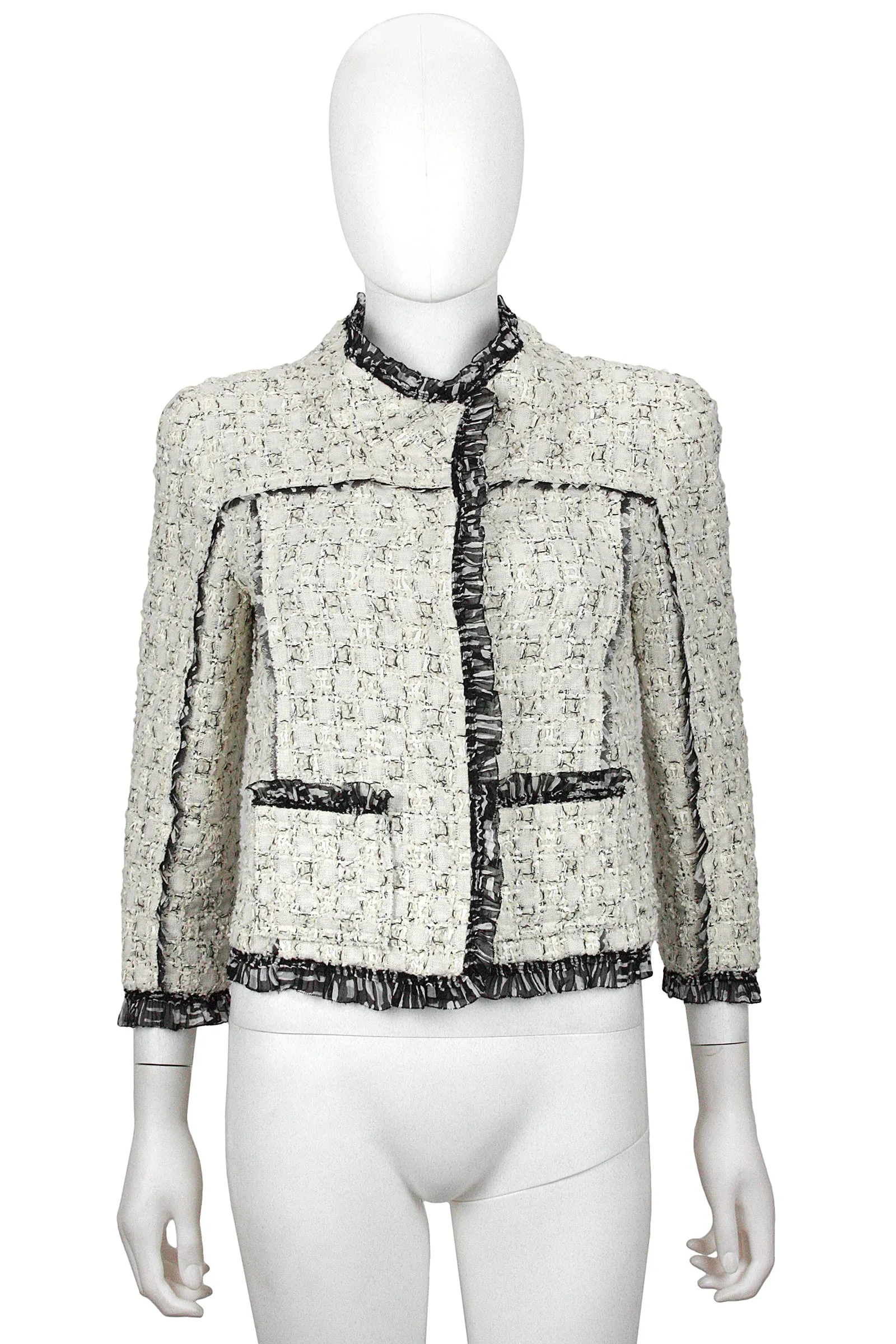 OSCAR DE LA RENTA Black & White Crop Jacket