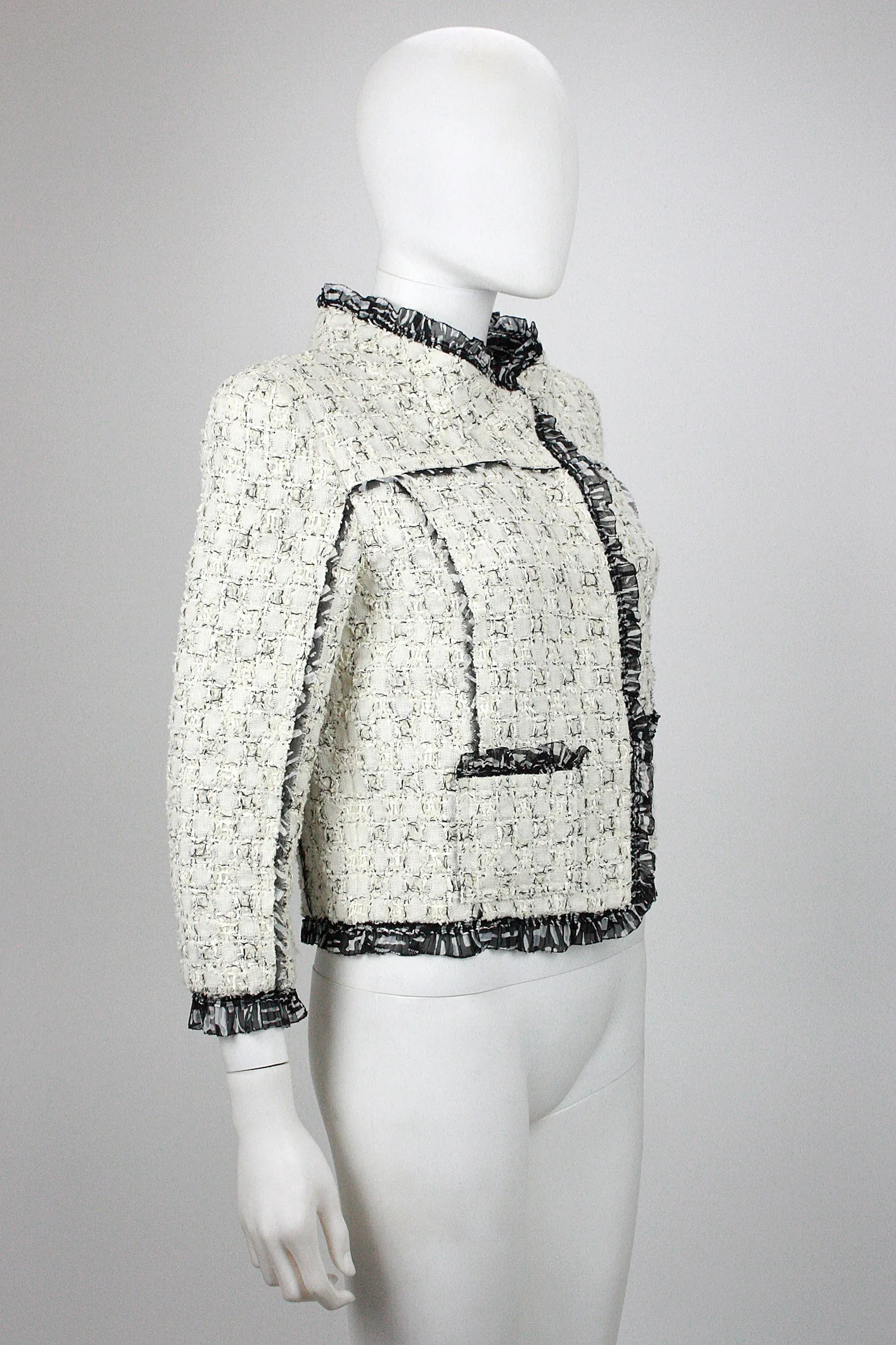 OSCAR DE LA RENTA Black & White Crop Jacket