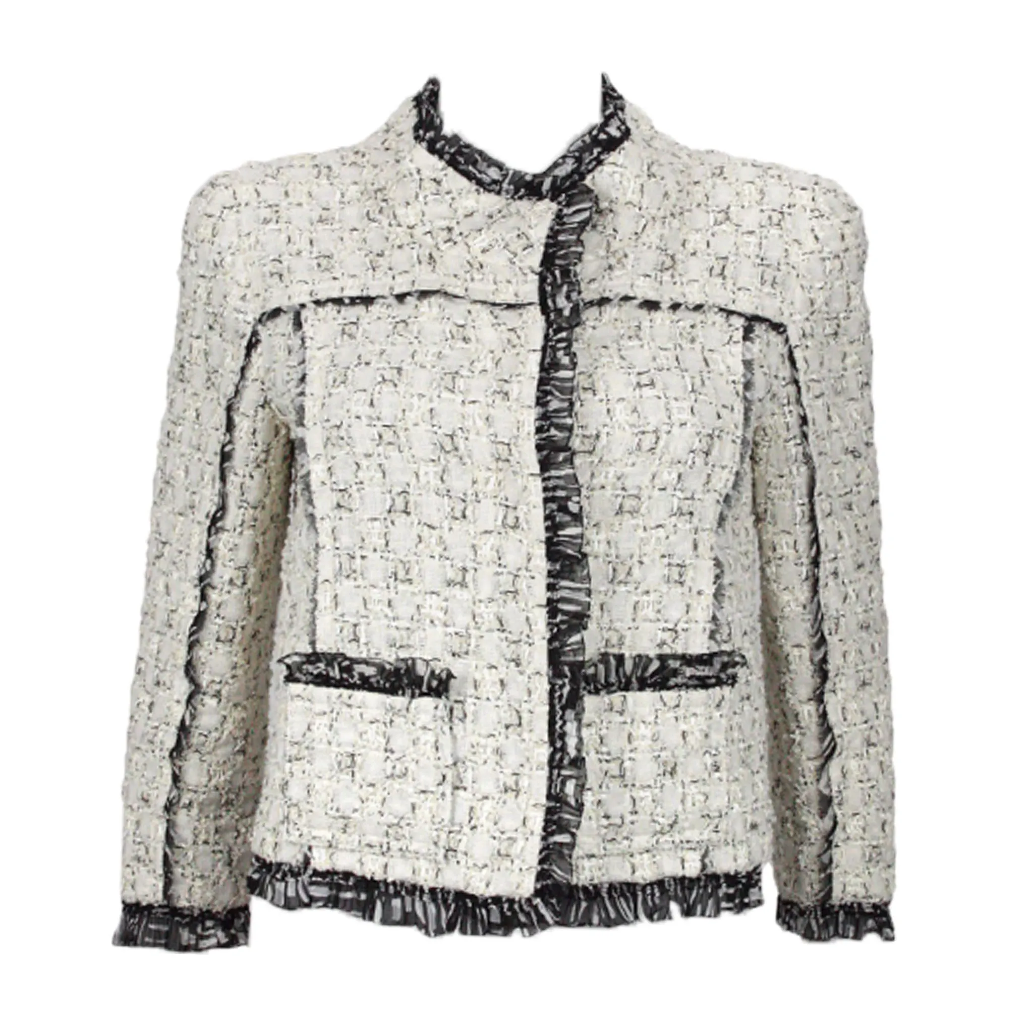 OSCAR DE LA RENTA Black & White Crop Jacket