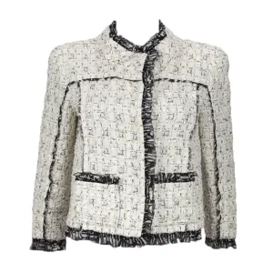 OSCAR DE LA RENTA Black & White Crop Jacket