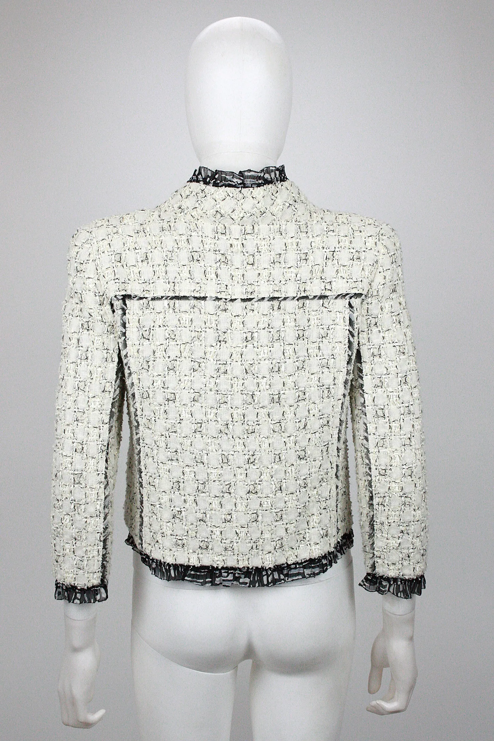 OSCAR DE LA RENTA Black & White Crop Jacket