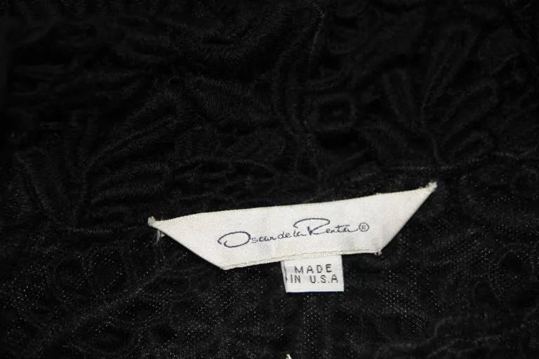 OSCAR DE LA RENTA Black Embroidered Jacket Size Medium