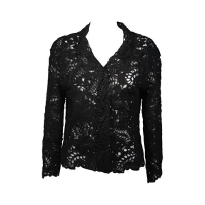 OSCAR DE LA RENTA Black Embroidered Jacket Size Medium