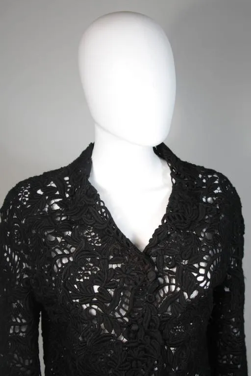 OSCAR DE LA RENTA Black Embroidered Jacket Size Medium