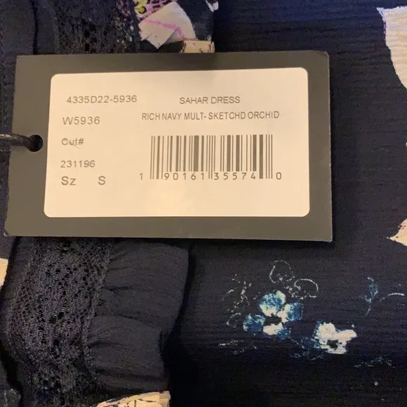 PAIGE Sahar Navy Floral Dress, S, NWT