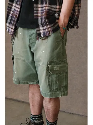 Paint-Splattered Cargo Shorts