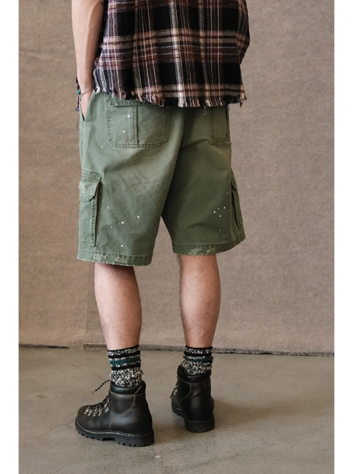 Paint-Splattered Cargo Shorts