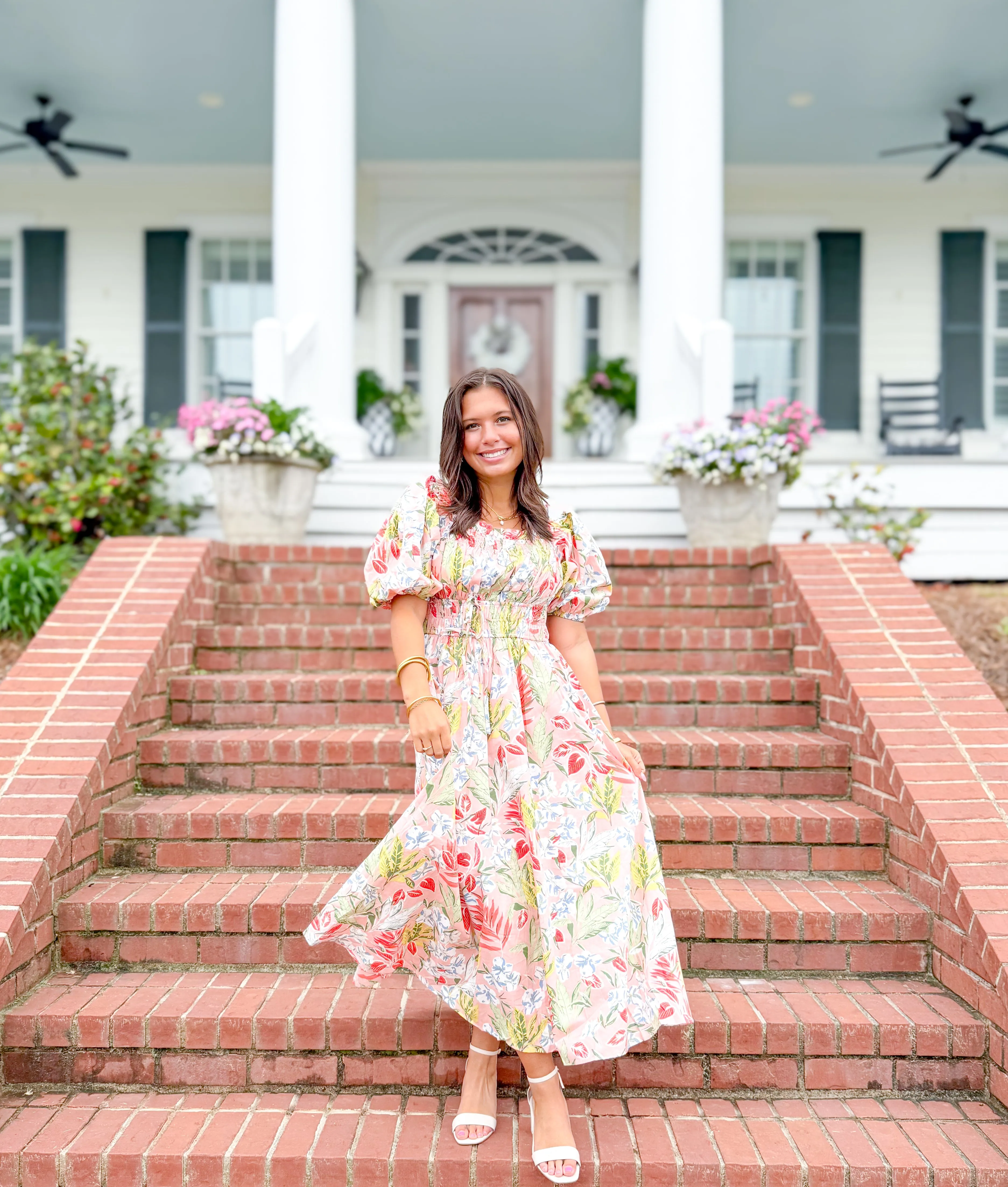 Paisley Floral Puff Sleeve Midi Dress