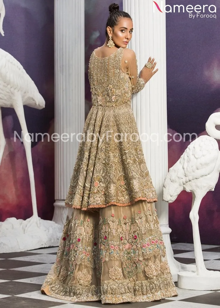 Pakistani Bridal Lehenga Online in Antique Work #BN175