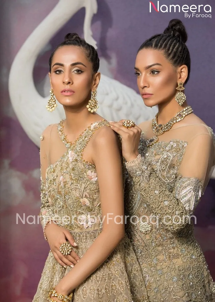 Pakistani Bridal Lehenga Online in Antique Work #BN175