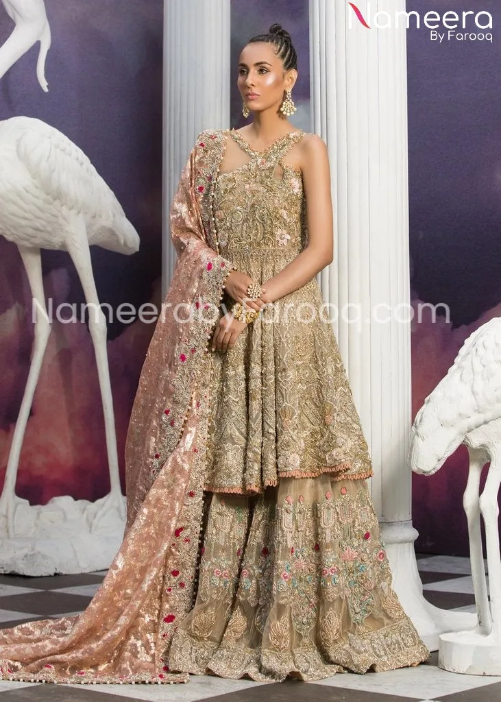 Pakistani Bridal Lehenga Online in Antique Work #BN175